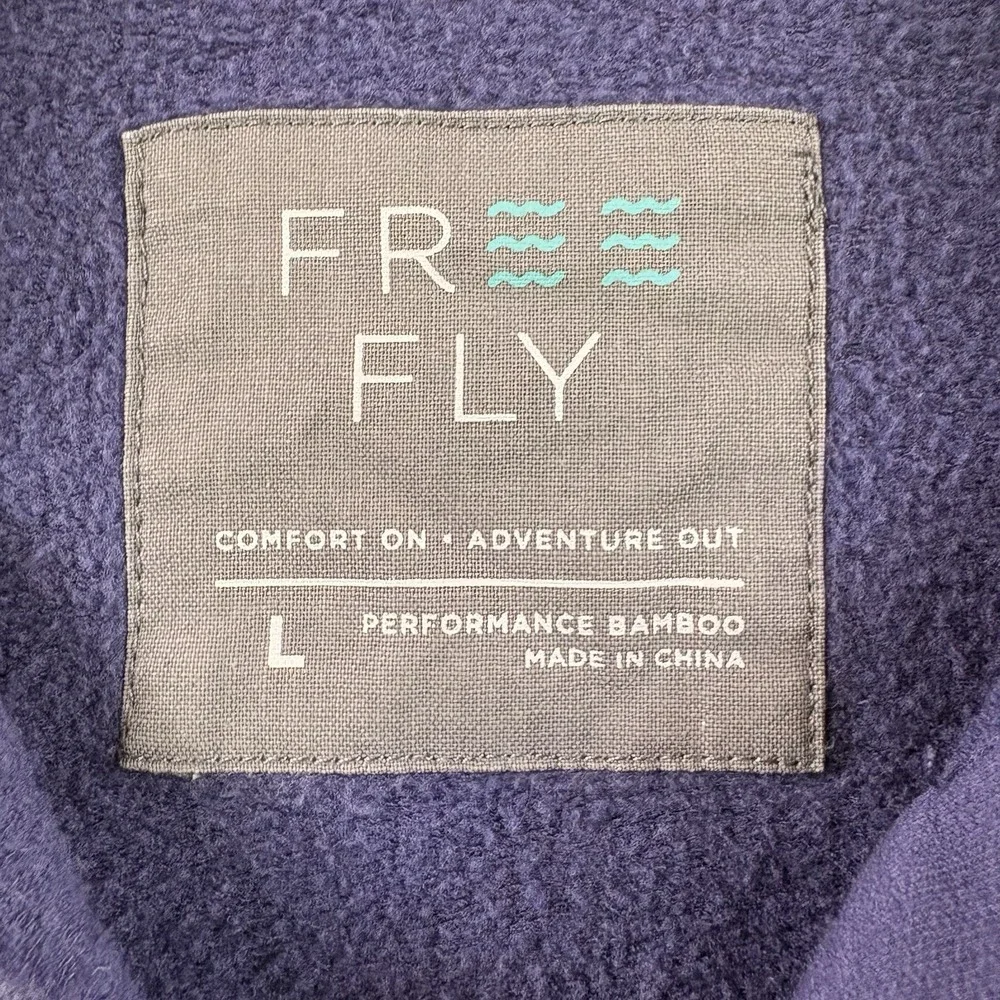 Free Fly Performance Bamboo Pullover Womens Large Blue Snap Collar Shirt